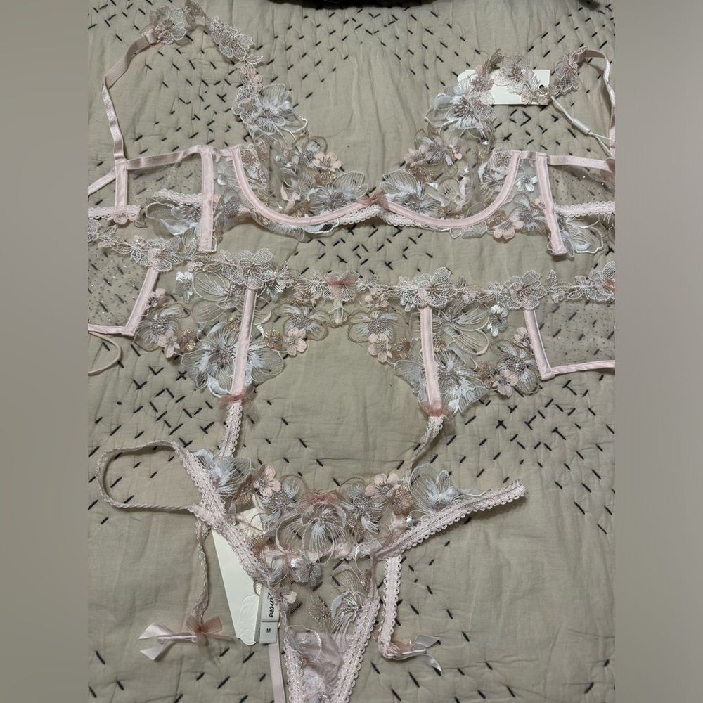 For Love & Lemons NWT Mae Lingerie Set: Thong, Garter Belt ONLY